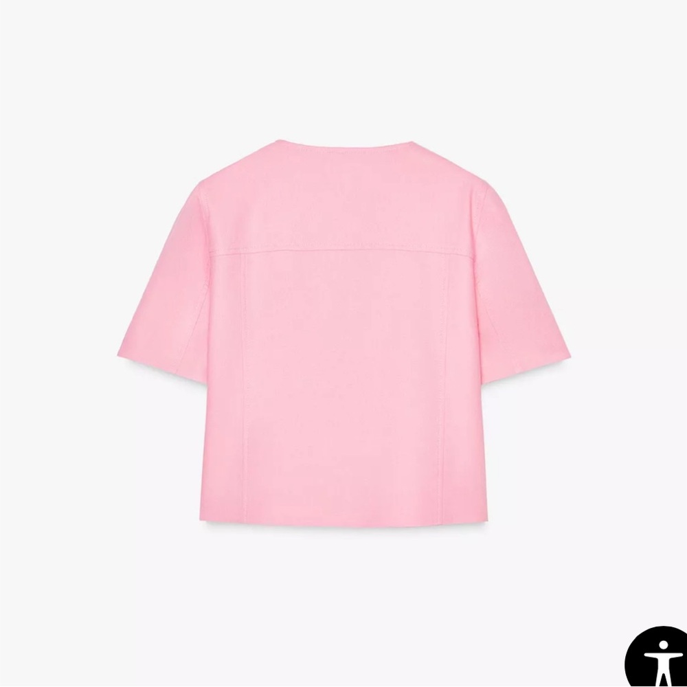 Short Sleeve Double-breasted Blazer. Pink color. Size Medium - Picture 8 of 10